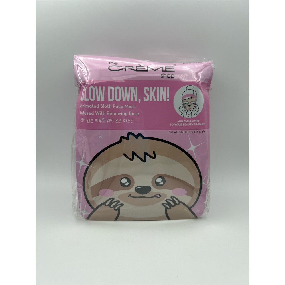 The Creme Shop Slow Down Skin Animated Sloth Face Mask Rose Infused 6 Pack Lot